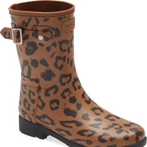 HUNTER Original Leopard Print Refined Short Rain Boot